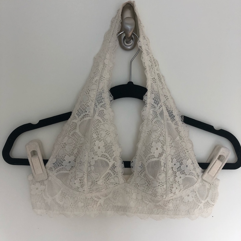 White Lace Free People Halter Bralette